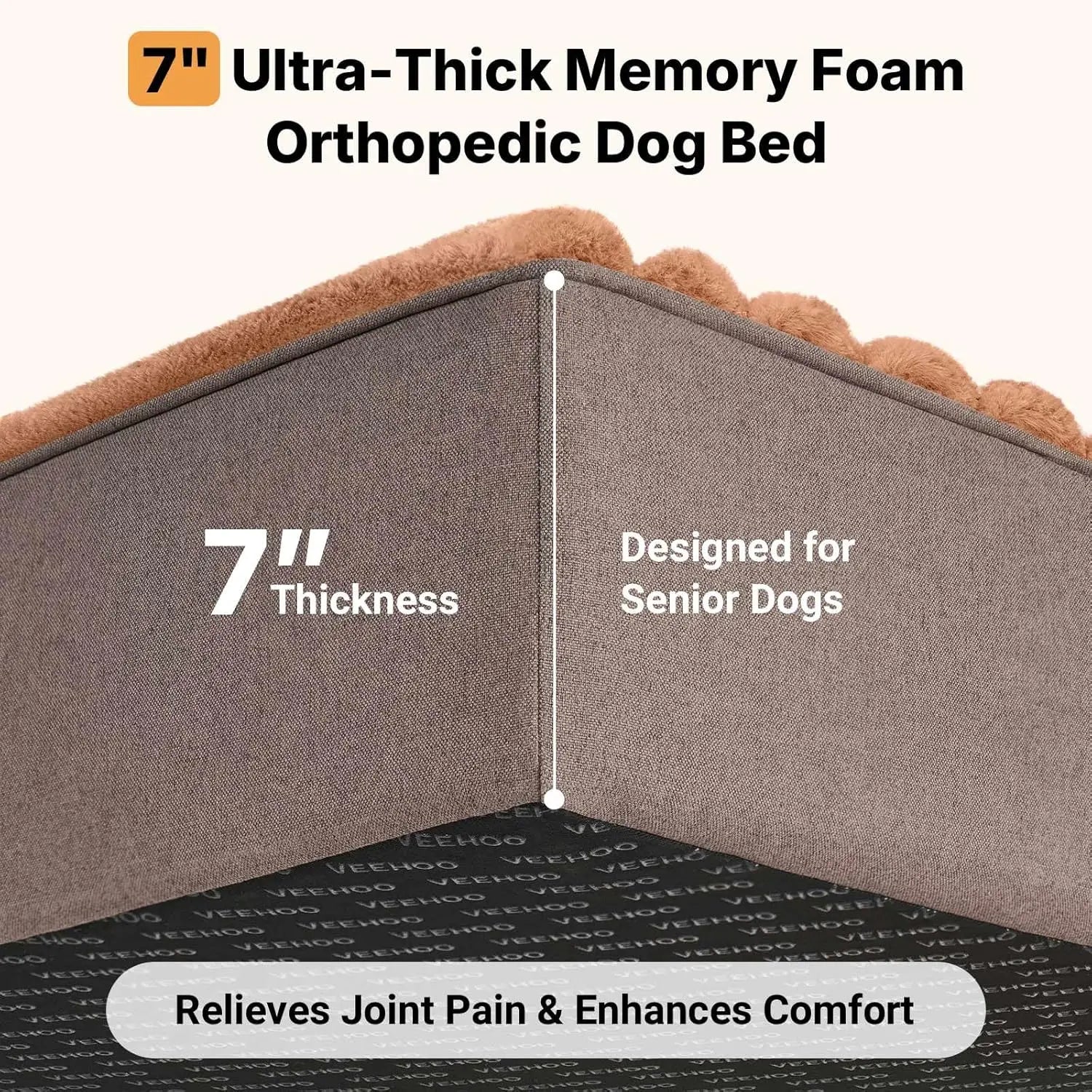 Karoly Matty™ EliteCare 7-Inch Orthopedic Memory Foam Throne - XXL Waterproof Therapeutic Dog Bed with Removable Washable Cover